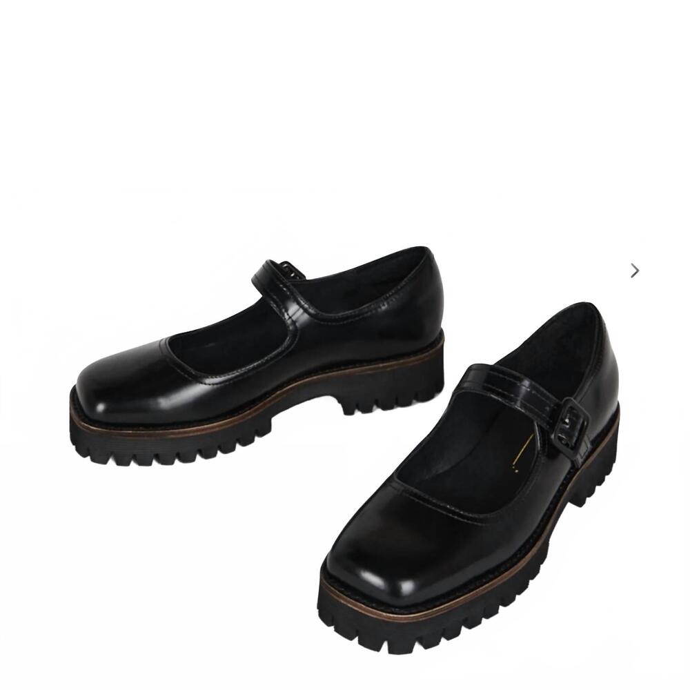 INTENTIONALLY BLANK Black Leather Mary Jane Loafers